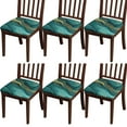 thumbnail image 1 of Teal Gold Marble Seat Covers for Dining Room Chairs Set Of 6,Stretch Printed Washable Chair Seat Cover with Elastic Ties and Button,Removable Waterproof Couch Cushion Covers, 1 of 6