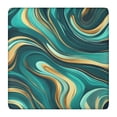thumbnail image 1 of Teal and Gold Marble Swirls Pattern Square Fitted Tablecloth with Elastic Edge,Square Table Cover,Washable Elastic Table Cover for Home Kitchen Party Decor 36"x36", 1 of 6