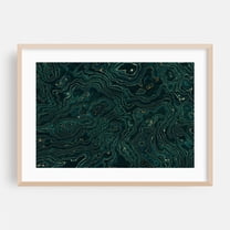 Teal and Gold Marble Texture I - Digital Art Abstract Geometric Pattern Modern Art Watercolor Minimalist Nature Oak Framed Wall Art Print 5 x 7 inches