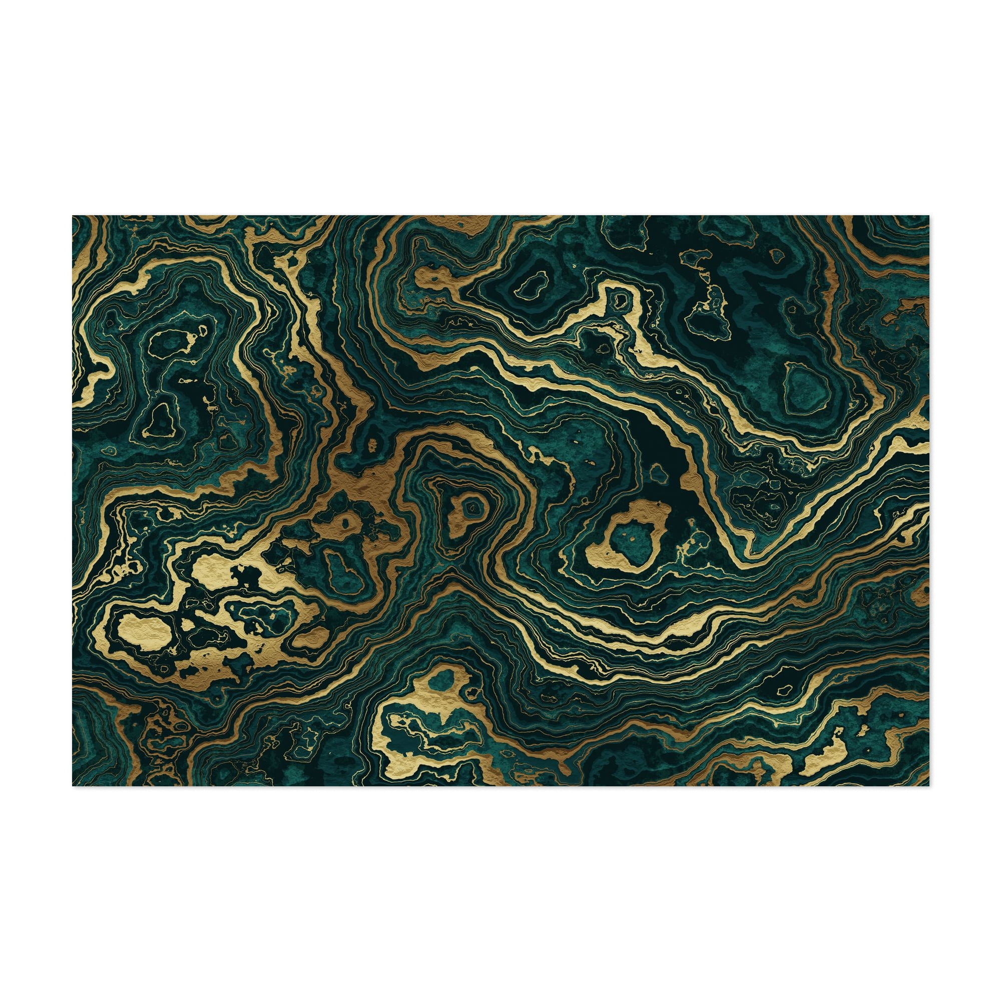 Teal and Gold Marble Texture II - Digital Art Abstract Geometric ...