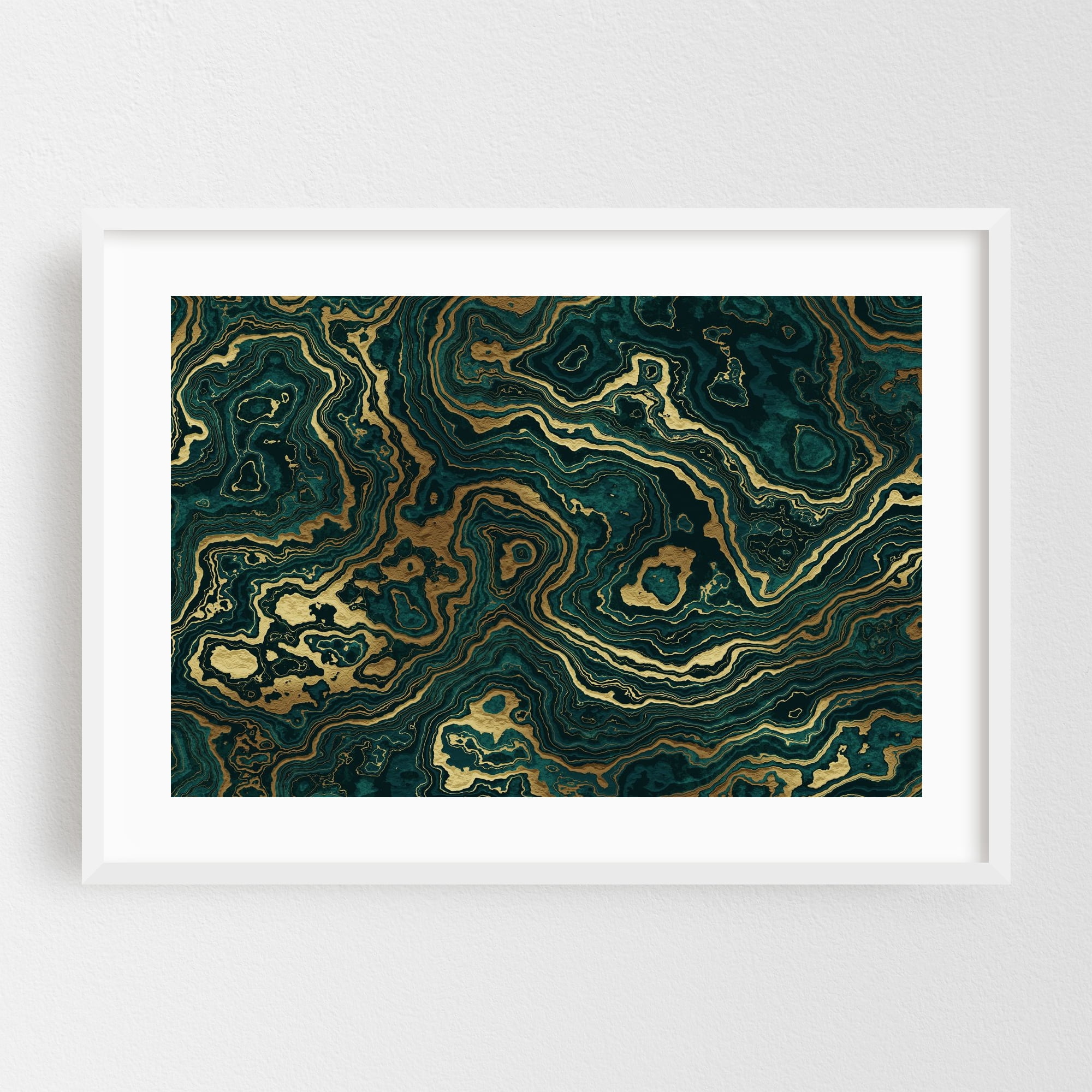 Teal and Gold Marble Texture II - Digital Art Abstract Geometric ...