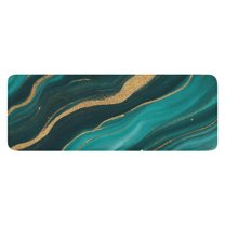 Teal Gold Marble Wave Dot Pattern Kitchen Rug Mat,Kitchen Runner Rugs Non Skid Washable,Decorative Kitchen Floor Mats for Kitchen,Sink,Laundry,17"x47.2"