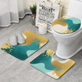 thumbnail image 1 of Teal and Gold Marble Wavy Lines Pattern Bathroom Rugs Sets 3 Piece,Toilet Cover Set,Absorbent Non Slip Bathroom Mats Sets with U-Shaped Contour Rug Toilet Rug Set, 1 of 5