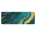 thumbnail image 1 of Teal and Gold Marble Wavy Veins Pattern Kitchen Rug Mat,Kitchen Runner Rugs Non Skid Washable,Decorative Kitchen Floor Mats for Kitchen,Sink,Laundry,17"x47.2", 1 of 7