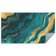 thumbnail image 1 of Teal and Gold Marble Wavy Veins Pattern Rectangle Tablecloth 60"x102",Waterproof Polyester Rectangle Table Cloth, Wipeable Spillproof Polyester Tablecloth for Dining, Camping, Indoor and Outdoor, 1 of 6