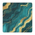 thumbnail image 1 of Teal and Gold Marble Wavy Veins Pattern Square Fitted Tablecloth with Elastic Edge,Square Table Cover,Washable Elastic Table Cover for Home Kitchen Party Decor 34"x34", 1 of 6