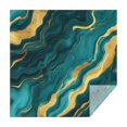 thumbnail image 1 of Teal and Gold Marble Wavy Veins Pattern Square Tablecloth,Waterproof Square Table Cover,Wipeable Spillproof Washable Table Cover for Home Kitchen Party Decor 52"x52"(132x132cm), 1 of 6