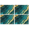 thumbnail image 1 of Teal and Gold Marble Wavy Veins Pattern Summer Placemats Table Placemats Set Of 4-Linen Kitchen Washable Placemats Table Mats 11.8"x17.7" Non-Slip Heat Resistant, 1 of 6