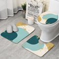 thumbnail image 1 of Teal Gold Splash Marble Bathroom Rugs Sets 3 Piece,Toilet Cover Set,Absorbent Non Slip Bathroom Mats Sets with U-Shaped Contour Rug Toilet Rug Set, 1 of 5