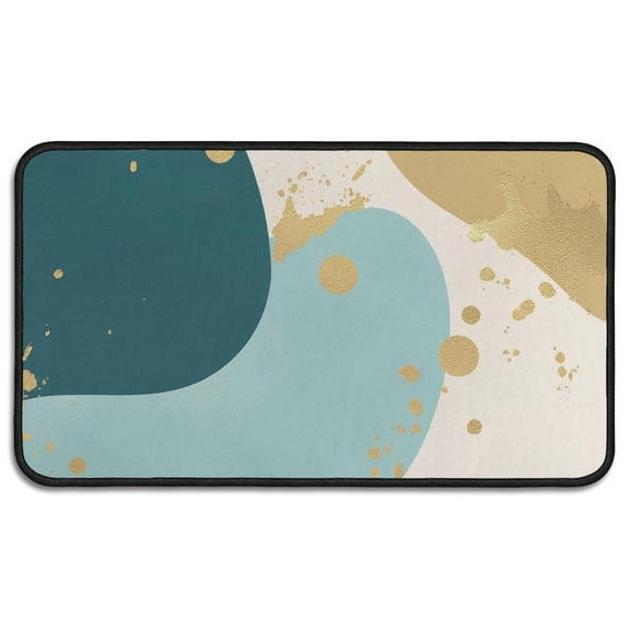 Teal Gold Splash Marble Door Rugs,Washable Non Slip Door Mats Indoor,Decorative Door Mats,Entry Mat Indoor for Entrance,Bedroom,Kitchen,Bathroom,30"x17"