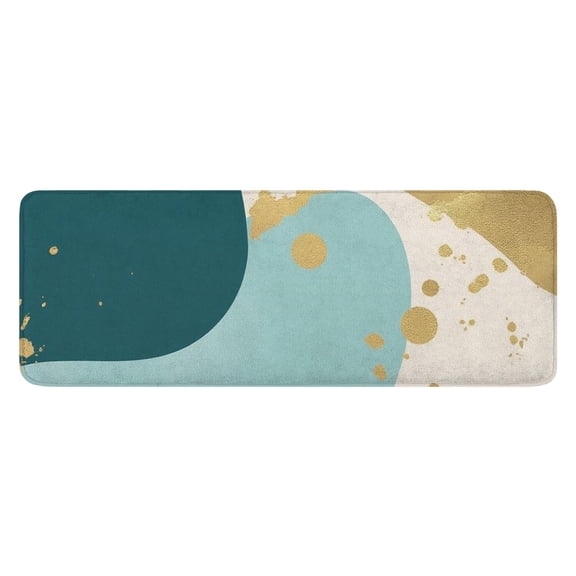 Teal Gold Splash Marble Kitchen Rug Mat,Kitchen Runner Rugs Non Skid Washable,Decorative Kitchen Floor Mats for Kitchen,Sink,Laundry,17"x47.2"