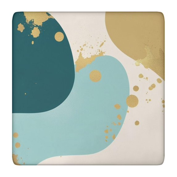 Teal Gold Splash Marble Square Fitted Tablecloth with Elastic Edge,Square Table Cover,Washable Elastic Table Cover for Home Kitchen Party Decor 36"x36"