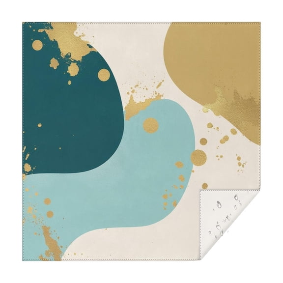 Teal Gold Splash Marble Square Tablecloth,Waterproof Square Table Cover,Wipeable Spillproof Washable Table Cover for Home Kitchen Party Decor 42"X42"(107x107cm)
