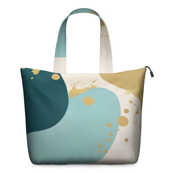 Teal Gold Splash Marble Travel Tote Bags for Women Carry On,Large Weekender Bags for Women Travel,Multi Functional Duffle Bag for Work,Shopping,Sports