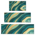 thumbnail image 1 of Teal Gold Wave Marble Pattern Kitchen Rugs Sets Of 3,Kitchen Runner Rugs Non Skid Washable,Decorative Kitchen Floor Mats for Kitchen,Sink,Laundry,17"x30"+ 17"x47" + 17"x59", 1 of 6
