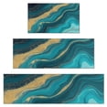 thumbnail image 1 of Teal Gold Wave Marble Pattern Kitchen Rugs Sets Of 3,Kitchen Runner Rugs Non Skid Washable,Decorative Kitchen Floor Mats for Kitchen,Sink,Laundry,17"x30"+ 17"x47" + 17"x59", 1 of 6