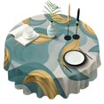 thumbnail image 1 of Teal Gold Wave Marble Pattern Round Tablecloth 60"x60",Wrinkle Wipeable Table Cloth for Kitchen Dining Room Picnic Patio Party, 1 of 6