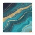 thumbnail image 1 of Teal Gold Wave Marble Pattern Square Fitted Tablecloth with Elastic Edge,Square Table Cover,Washable Elastic Table Cover for Home Kitchen Party Decor 34"x34", 1 of 6
