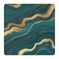 thumbnail image 1 of Teal Gold Wave Marble Pattern Square Fitted Tablecloth with Elastic Edge,Square Table Cover,Washable Elastic Table Cover for Home Kitchen Party Decor 36"x36", 1 of 6