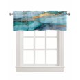 thumbnail image 1 of Teal Golden Marble Kitchen Valances for Windows Farmhouse Linen Window Valance Curtain for Living Room Window Treatment Aesthetics Modern Abstract Art Valance Rod Pocket Topper Drape, 60 x 18 Inch, 1 of 6