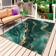 thumbnail image 1 of Teal Golden Marble Outdoor Rug for Patio/Deck/Porch, Non-Slip Large Area Rug 4 x 6 Ft, Modern Farmhouse Gradient Texture Indoor Outdoor Rugs Washable Area Rugs, Reversible Camping Rug Carpet Runner, 1 of 8
