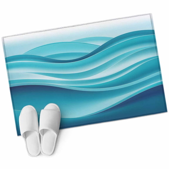 Teal Gradient Area Rug 2x3ft Fluid Wave Art Non-Slip Washable Square Rugs Soft Felt Indoor Floor Mat for Bedroom Kitchen Living Room Bathroom