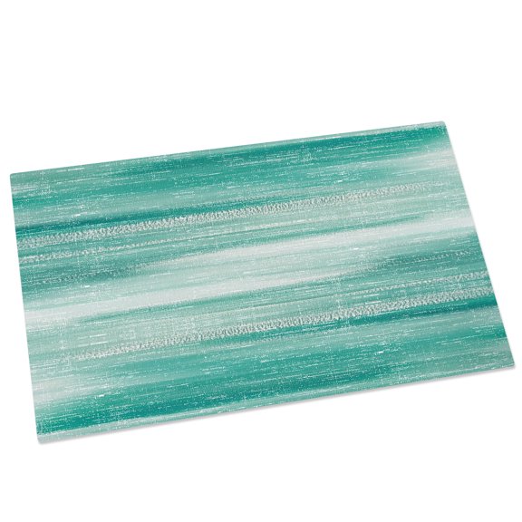 Teal Gradient Door Mat 16x24 Inch Minimalist Sea Waves Modern Summer Coastal Entryway Rug with Non-Slip Rubber, Front Door Mat Indoor Floor Mats for Living Room Bathroom Bedroom Home Office