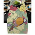 thumbnail image 1 of Teal Gradient Flower Plant Bird Table Runner Home Wedding Table Flag Mat Centerpieces Decoration Party Dining Long Tablecloth, 1 of 7