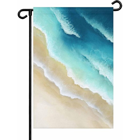 Teal Gradient Ocean Garden Flags 12x18 Double Sided Outside Decoration Ombre Watercolor Coastal Beach Waves Decorative Welcome Yard Flag Banners for House Home Patio Lawn Seasonal Outdoor Decor
