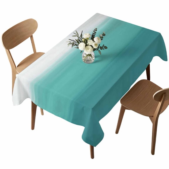 Teal Gradient Rectangle Tablecloth Modern Teal White Ocean Abstract Waterproof Wrinkle Free Soft Table Cloth Spill-Proof Washable Table Cover for Dining Party Picnic 52 x 70 Inch