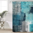 thumbnail image 1 of Teal Graffiti Shower Curtain Teal Green Gray Abstract Grunge Art Brush Oil Painting Polyester Bath Curtain with plastic hooks Fabric Shower Curtain for Bathroom Home Decorations, 36"x72", 1 of 6