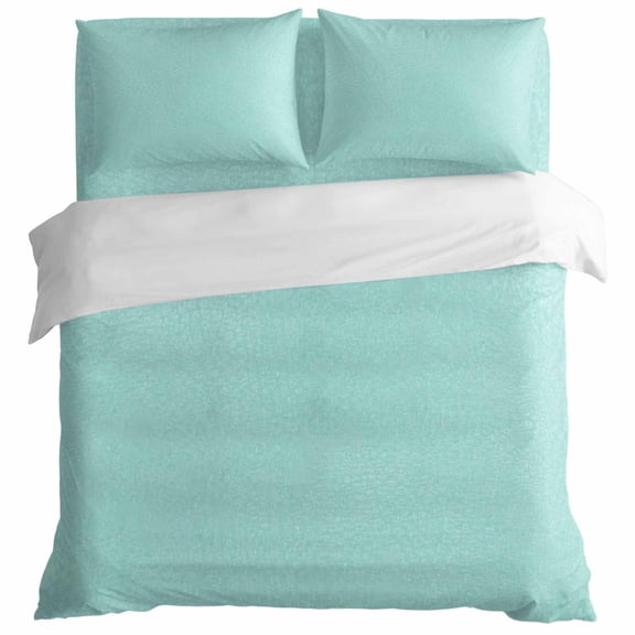 Teal Grain Texture Duvet Cover Set Twin Size, Vintage Industrial Mint Blue Solid Color 4 Piece Bedding Set with Zipper Closure & Corner Ties Soft Breathable Comforter Cover for Bedroom