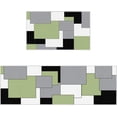 thumbnail image 1 of Teal & Gray Geometric Kitchen Rugs - Modern Art Color Patchwork Abstract Sink Mat, Non-Slip Area Runner Rug, Washable Floor Mat for Home Dining Room Office, Set of 2 (18x30+18x48), 1 of 6