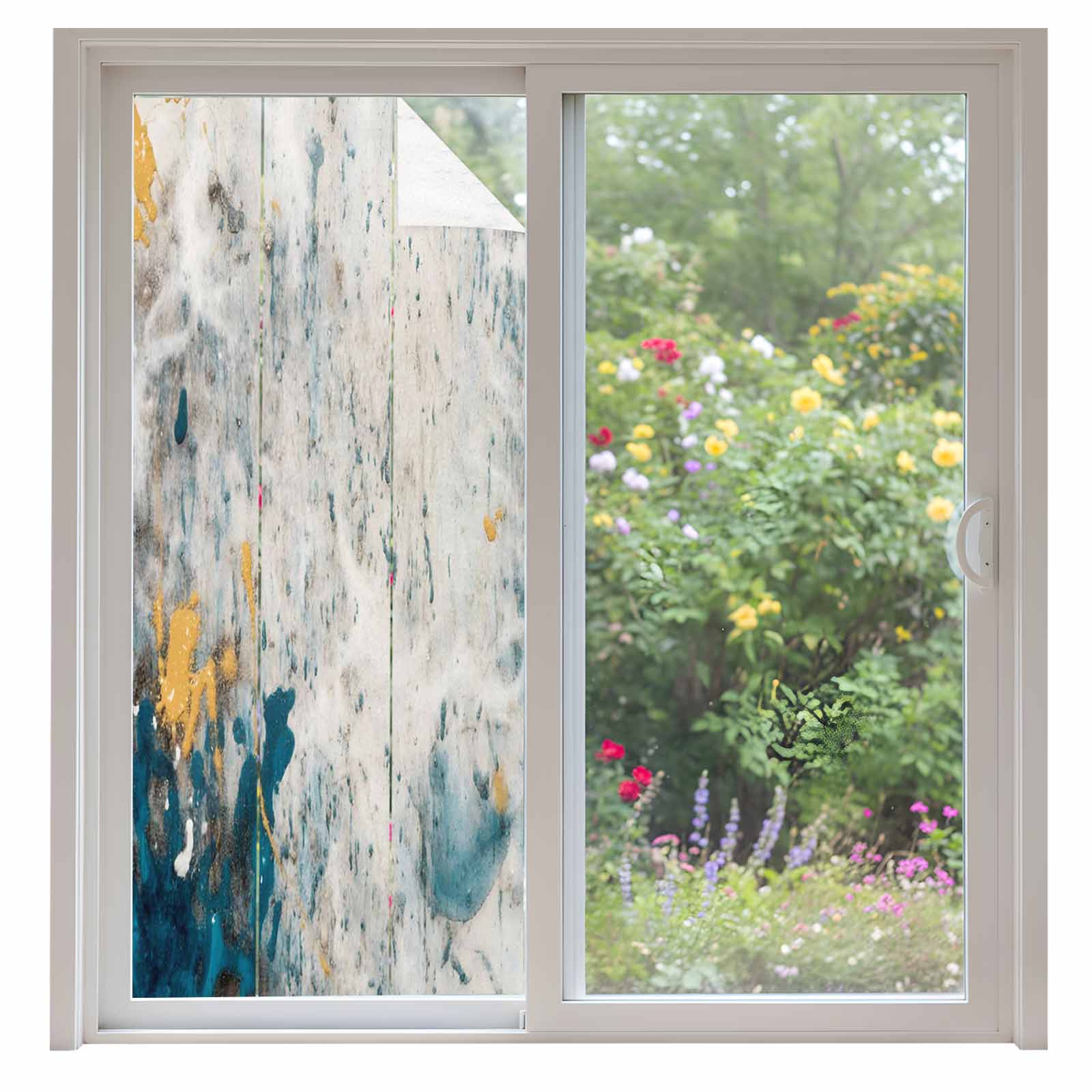Gold Window Films Teal Gray Gold Privacy Window Film, Decorative Frosted Glass Window ...