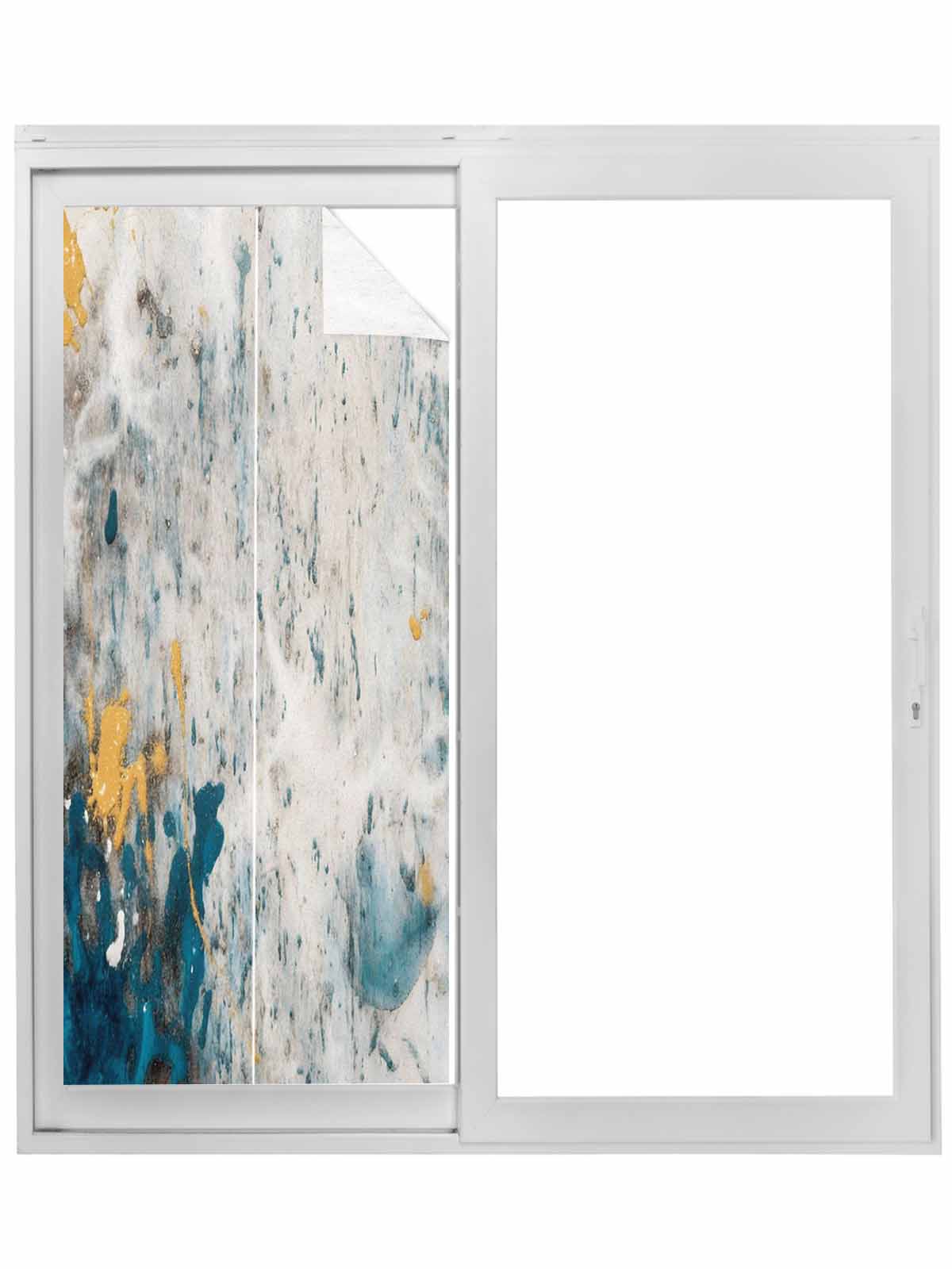 Gold Window Films Teal Gray Gold Window Privacy Film, Modern Minimalist Abstract Gradient ...