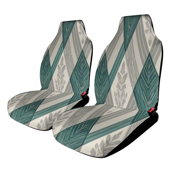 Teal Gray Leaf Pattern Design Car Seat Covers Front Seats Universal Fit for Cars SUV Truck Auto Interior Accessories