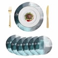 thumbnail image 1 of Teal Gray Round 13 Inch Placemats Set of 6, Modern Oil Painted Art Abstract Geometric HeatResistant Non Slip Place Mats for Dining Table, Wipeable Braided Kitchen Table Mats for Housewarming, 1 of 9