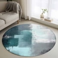 thumbnail image 1 of Teal Gray Round Area Rug 3.3 FT, Non Slip Small Entryway Kitchen Mat, Modern Oil Painted Art Abstract Geometric Washable Soft Circular Rug Non-Shedding Door Mat for Bathroom Playroom Kids Room, 1 of 9