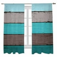 thumbnail image 1 of Teal Gray Wood Grain Sheer Curtains 63 inches Long, Countryside Stripe Gradient Art Light Filtering Sheer Window Curtains Rod Pocket Voile Drapes for Bedroom Living Room, 52"W x 63"L 2 Panels, 1 of 7