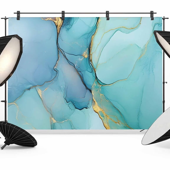 Teal Green Backdrop for Photography, Blue Marble Abstract Cracks Texture Modern Art Photo Backdrop Portrait Background Party Banner Photo Backgrounds for Studio Booth Props, 12x8ft