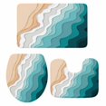 thumbnail image 1 of Teal Green Bath Mat 3 Piece Bathroom Rug Set, Geometric Brown White Beach Waves Gradient Non Slip Bath Rug Contour Mat and Toilet Lid Cover, Absorbent Shower Mats Soft Bath Rugs and Mats Sets, 1 of 8