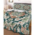 thumbnail image 1 of Teal Green Boho Boho Queen Size Down Alternative Comforter, Lightweight Comforter Quilt Bedding Set with Pillow Shams Abstract Medieval Vintage Floral All Seasons Bed Comforter Duvet Insert 90"x96", 1 of 7