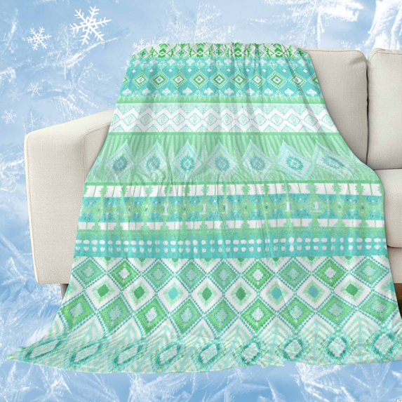Teal Green Boho Cooling Blanket, Lightweight Breathable Summer Throw Blanket with Double Sided Cold Effect,Vintage Ethnic Tribe Abstract Art Picnic Beach Blankets Bed Sheet for Hot Sleepers 50"x60"