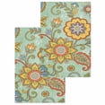 thumbnail image 1 of Teal Green Boho Floral Kitchen Dish Towels for Drying Dishes Set of 2, Vintage Abstract Art Ethnic Flowers Waffle Weave Microfiber Hand Tea Bathroom Towels Quick Dry & Absorbent Towel 15.7x23.6, 1 of 7