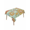 thumbnail image 1 of Teal Green Boho Floral Table Cloth, Waterproof Tablecloth for Rectangle Tables, Vintage Abstract Art Ethnic Flowers Reusable Washable Fabric Table Cover for Restaurant Kitchen Dining Tables 60"x102", 1 of 9
