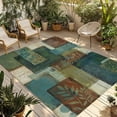 thumbnail image 1 of Teal Green Boho Outdoor Rug for Patio/Deck/Porch, Non-Slip Large Area Rug 3 x 5 Ft, Color Block Geometric Modern Indoor Outdoor Rugs Washable Area Rugs, Reversible Camping Rug Carpet Runner, 1 of 8