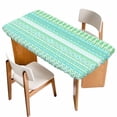 thumbnail image 1 of Teal Green Boho Table Cloths for 4 Foot Rectangle Tables, Vintage Ethnic Tribe Abstract Art Patio Waterproof Elastic Fitted Tablecloths, Washable Rectangular Table Cover for Camping, 1 of 8