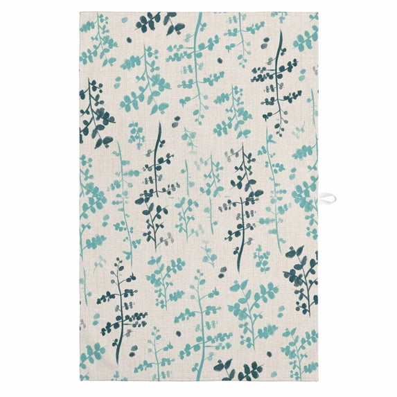 Teal Green Botanical 1 Pack Kitchen Towel, Water Absorbent Dish Towel, Rustic Country Spring Floral Summer Leaf Decorative Hand Towels - Quick Drying Cloth for Cooking Baking, 18x28 Inch
