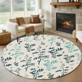 thumbnail image 1 of Teal Green Botanical Round Area Rug 7Ft Washable Circle Rugs for Dorm Laundry Room, Rustic Country Spring Floral Summer Leaf Non-Slip Carpet Floor Mats Indoor Outdoor Carpet Runner Home Decor, 1 of 8