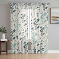 thumbnail image 1 of Teal Green Botanical Sheer Curtains 63 Inch Length 2 Panels Set Window Treatments, Rustic Country Spring Floral Summer Leaf Rod Pocket Semi Curtains for Living Room/Bedroom/Kitchen, 104"W x 63"L, 1 of 7